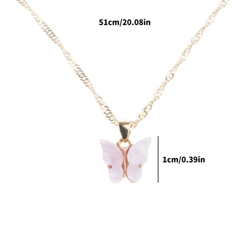 Delicate Sturdy Acrylic Butterfly Drop Necklace Holiday Gifts Additioin for Her Elegant Everyday Jewelry Pieces