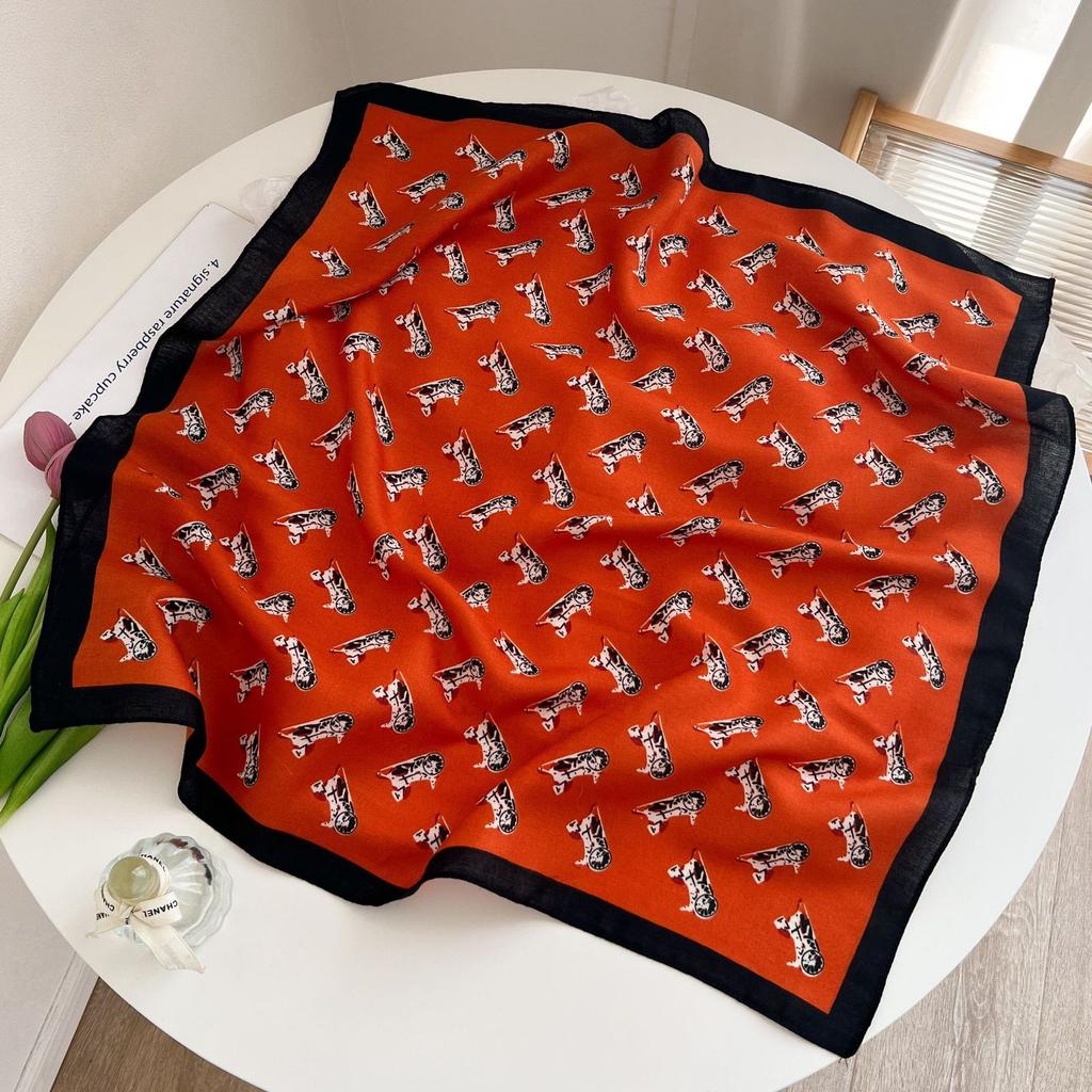 [Collection] Velvet Silk Scarves Women'S Versatile High-End Square Scarves Neck Scarves Spring And Autumn Retro