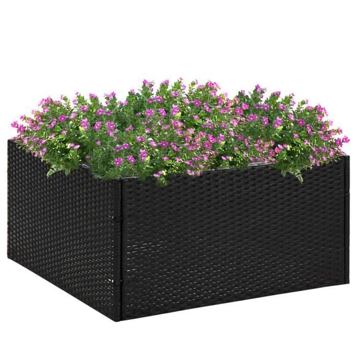 VidaXL Planter Black 80x80x40 Cm Woven Resin