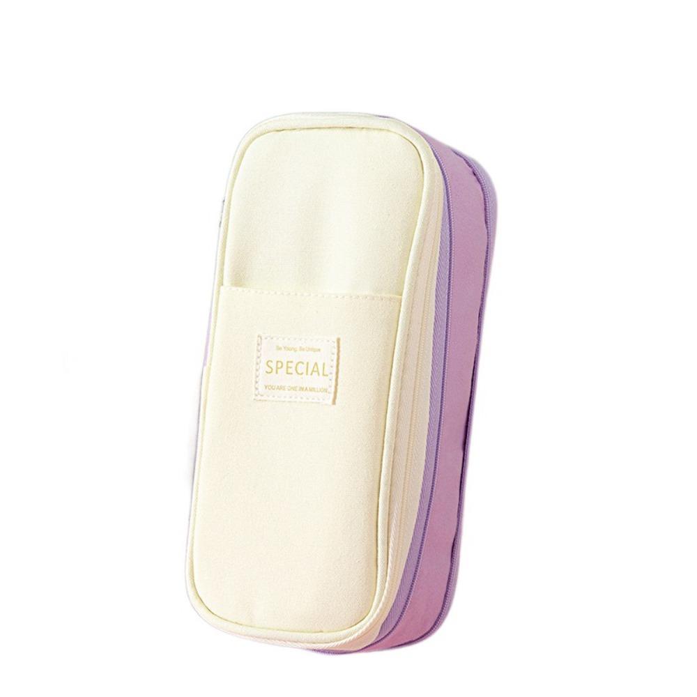 Diagonal Storage Pencil Bag Polyester Macaron Pencil Case Simple Student Pen Bag Boy Girl Kid