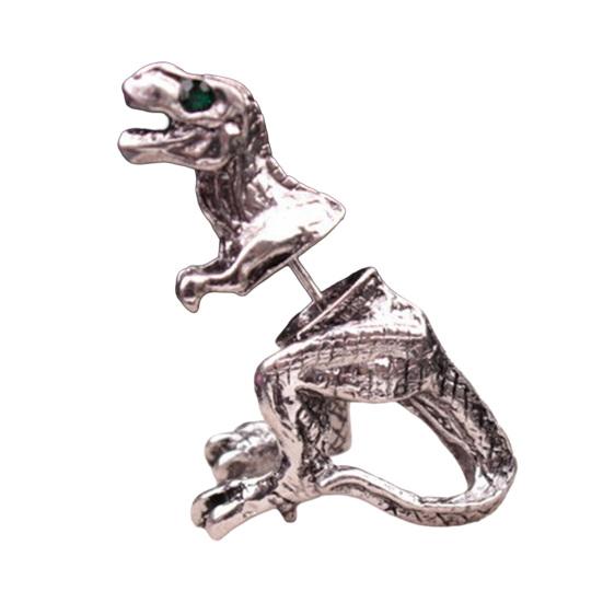Alloy Piercing Earring, 3D Tyrannosaurus Rex Design Stud Earring, Retro Distressed Dinosaur Earring for Street Style Jewelry Gift