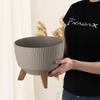 KADAX Blumentopf Übertopf mit Füßen Einsatz Pflanzgefäß 24cm Beige Schale Rund