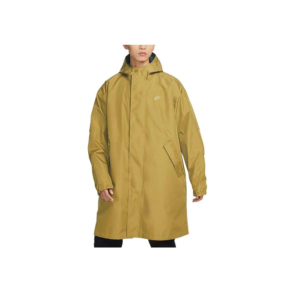 Nike Solid Color Outdoor Sports Mid-Length Hooded Casual Long Sleeve Cotton Jacket Men Jackets Khaki DQ4283-382