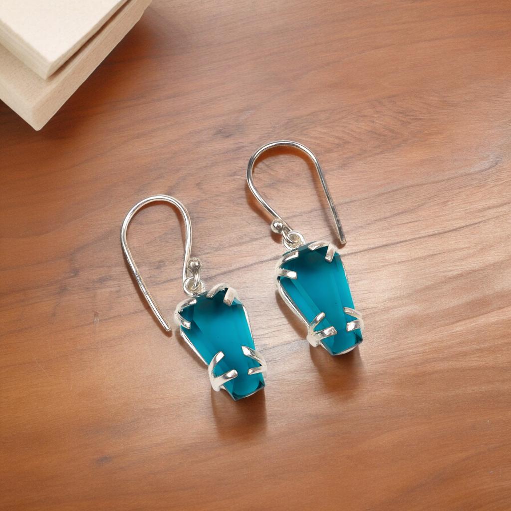 Apatit Edelstein 925 Sterling Silber Schmuck Handgefertigte Ohrringe 1.45" Für Hochzeit EE-129-10