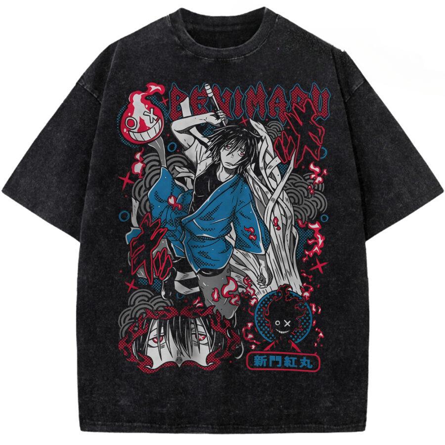 

Hot Anime Fire Force Shinmon Benimaru Graphic Tee Men Women Clothing Washed Cotton Tshirt Casual T-shirt Harajuku Retro T Shirt S