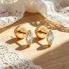 Hypoallergenic Mini Horse Eye Shaped Zircon Stud Earrings Stacks Stainless Steel Ear Piercing Flat Back Earring for Women Trendy