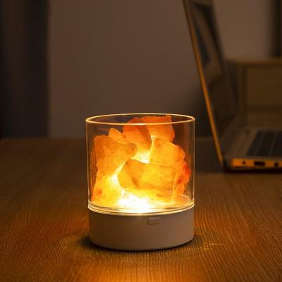 Decorative Fixture Natural Crystal Salt Lamp USB Powered 7 Color Lights Table Lava Lamp Eye Protection Night Light Home Decor