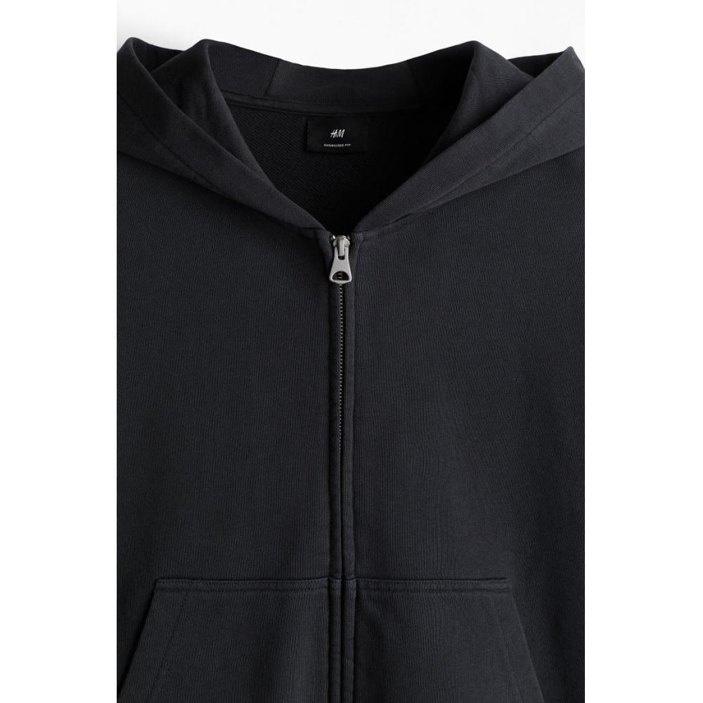 H M Zip Up Hoodie Oversized Fit Black