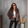 Women Faux Fox Fur Cropped Coat Large Lapel Collar Luxury Short Fluffy Jacket Cruelty‑Free Warm Outerwear For Winter Party Street Wear