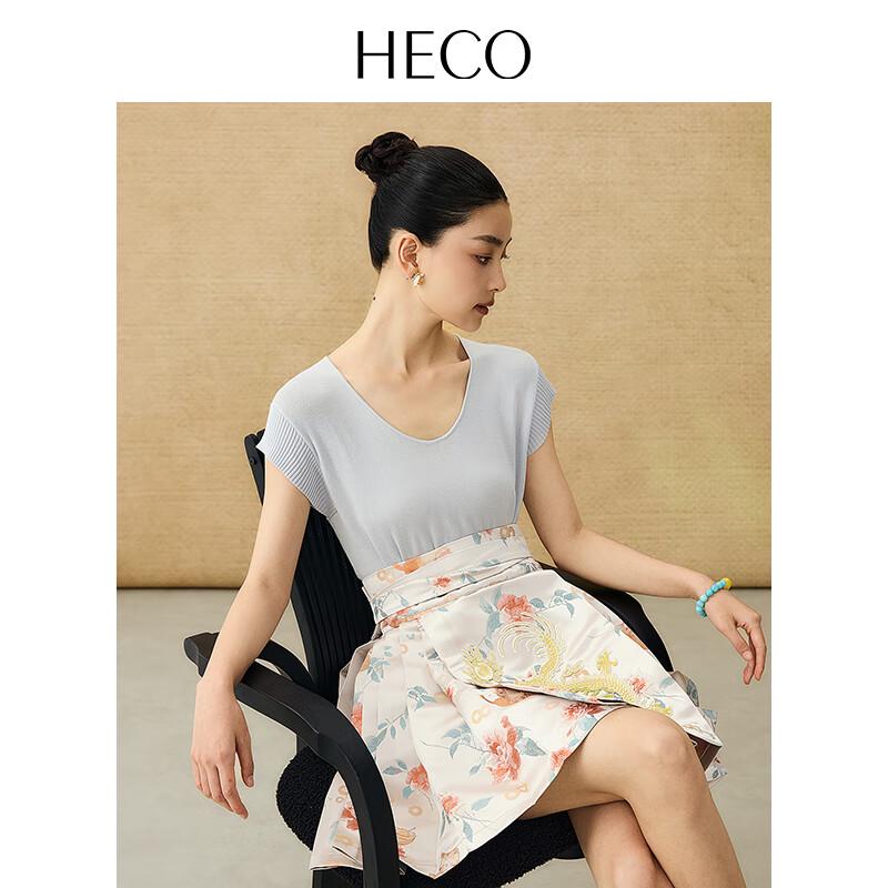 HECO New Chinese Style Short High-Waisted Jacquard Horse-Face Skirt XL