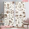 2pcs,2D Plane Printing Pattern Curtains Coffee Doodles Durable 100% Polyester Fabric (without Rod) Gifts for Living Room,