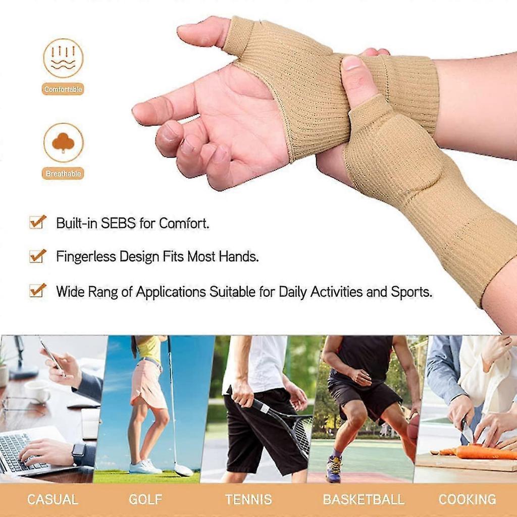Wrist And Thumb Support Braces, 1 Pair Breathable Thumb Compression Arthritis Gloves With Gel Thumb Injury Pads For Thumb Pain Relief From Sprains, Te