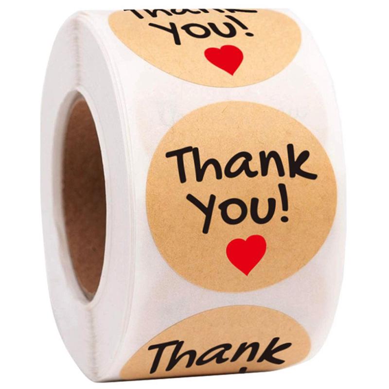 500 Kraft Paper Thank You Sealing Stickers for Handmade Dessert and Cake Gifts