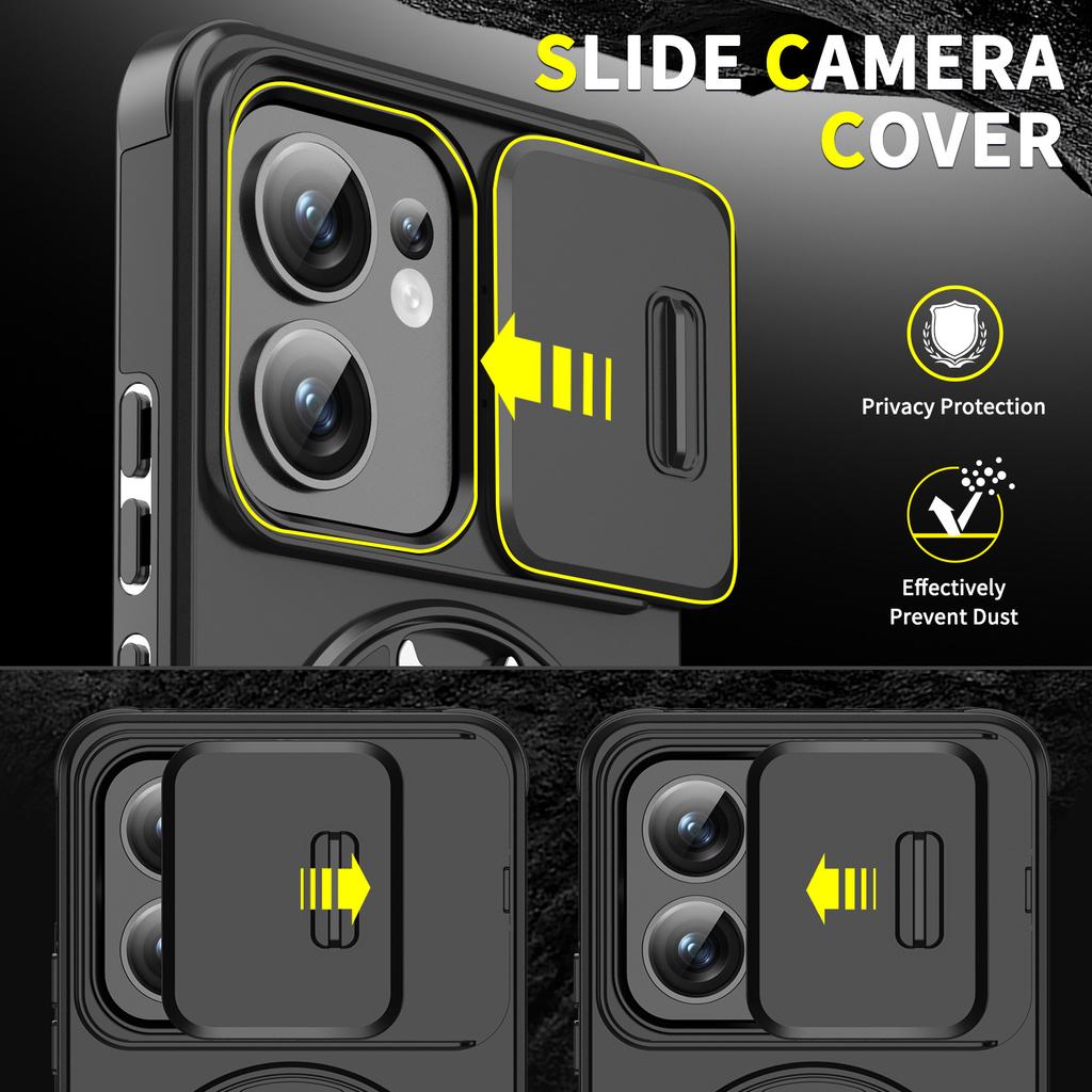 For OPPO A5/A3X Case, Magnetic Camera Cover Phone  Case Cover with 360° Rotating Ring Holder for OPPO A60 5G