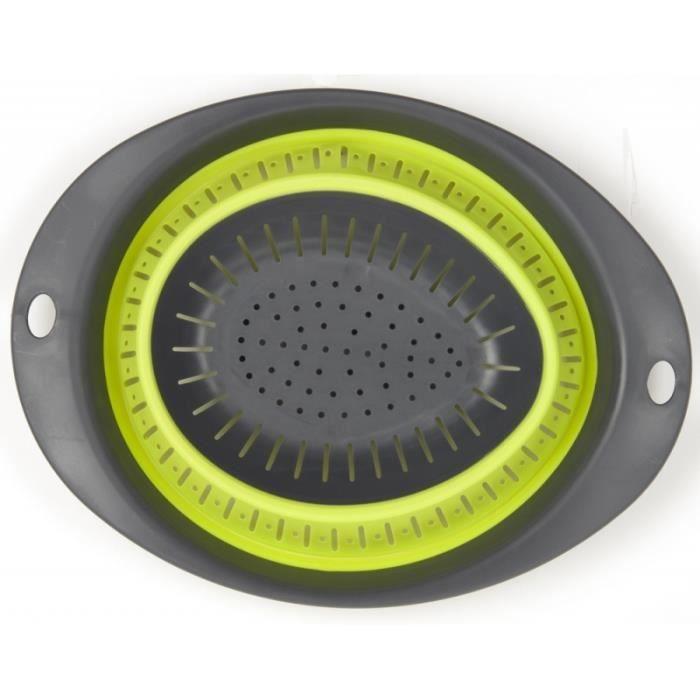 Passoire égouttoir rétractable - Ovale - Anti-dérapant - Plastique alimentaire - 23,5 x 31 cm