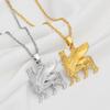 Anniyo 2.5CM Ashur Pendant Necklaces Lama,Lamma,Winged Bull Lamassu is an Assyrian Protective Deity Jewelry #343906