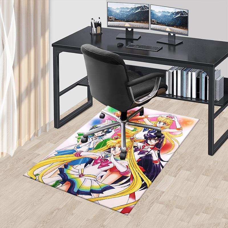 

1pc Sailor Moon Anime Chair Mat - Heart-Shaped Sailor Scouts Design, Non-Slip Office Rug for Desk, Home Decor, Living Room, Bedroom, Game Room, Birthd 60cm by 90cm