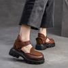 Johnature Sandali retrò con suola spessa Scarpe da donna versatili con chiusura a strappo in vera pelle