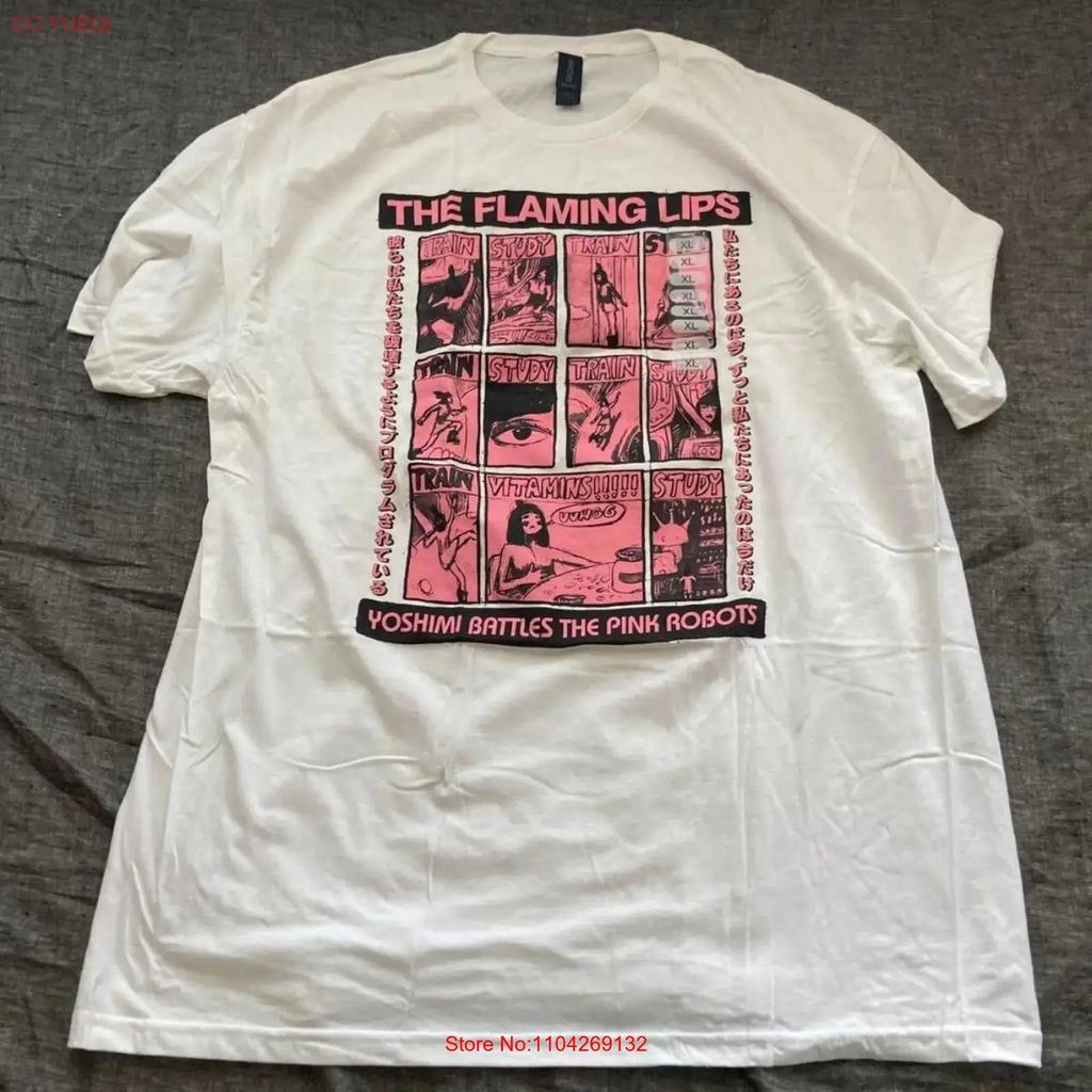 The Flaming Lips Yoshimi Battles Pink Robots Short Sleeve White Shirt Kv3502 Vintage Soft Streetwear Slightly Breathable