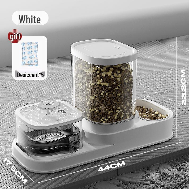 Автоматическая кормушка и поилка для кошек с циркуляцией воды - 2-в-1 система кормления и поения белый
