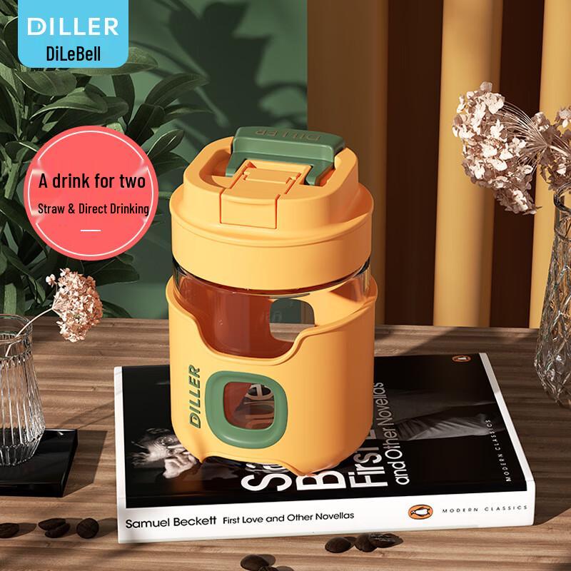 

Dileber Heat-Resistant Double-Walled Glass Tumbler with Straw