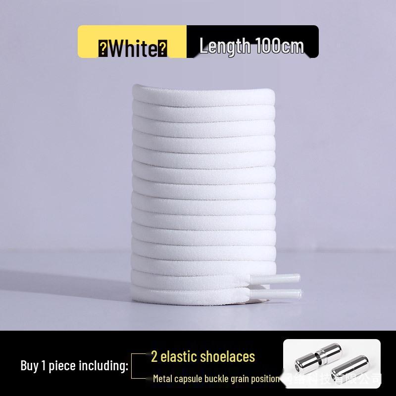 Elastic No-Tie Half-Round Shoelaces for Kids & Adults - Black & White