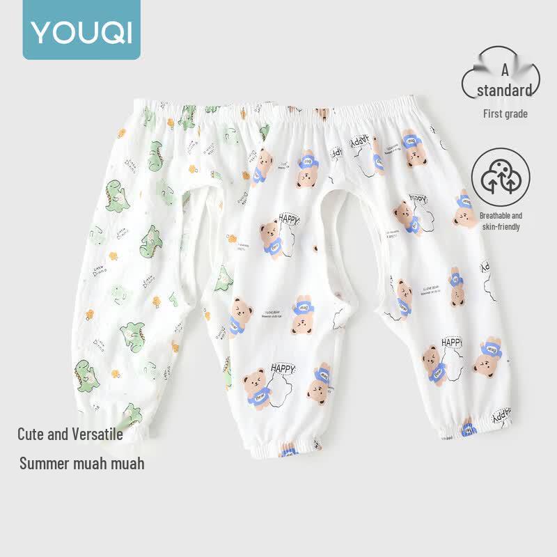 Youqi Baby Summer Anti-Mosquito Open Crotch Pants Set