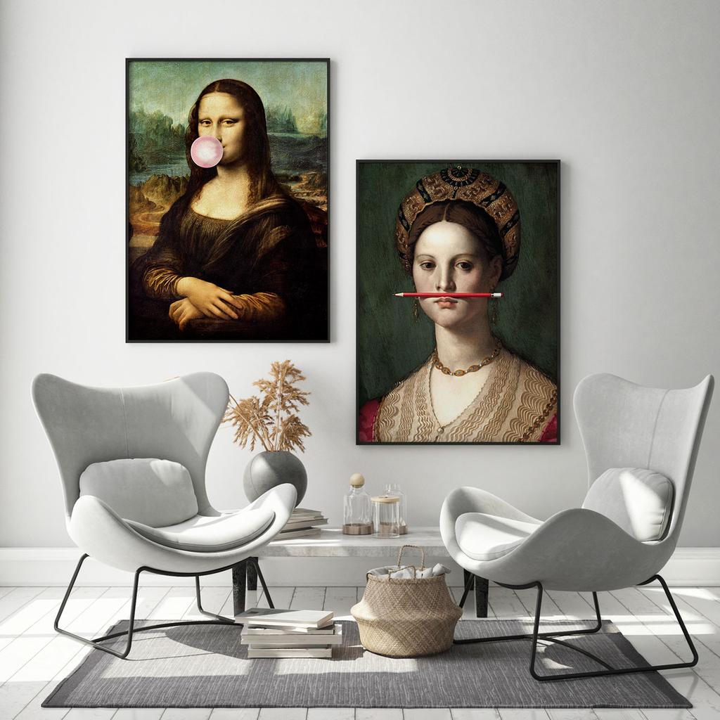 Zestaw plakatów mona lisa ołówek