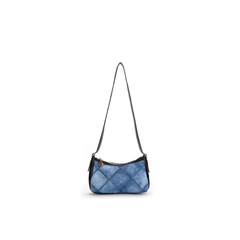 Blue denim pattern armpit bag, simple fashion plaid printing shoulder handbag, a women's bag trend