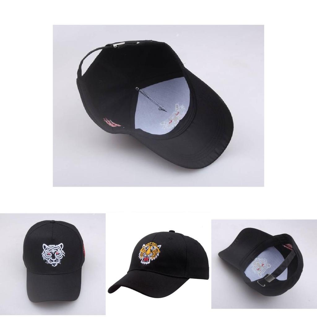 Outdoor Sports Cap With Tiger Embroidery Adjustable Baseball Hat For Mens Fishing Gear