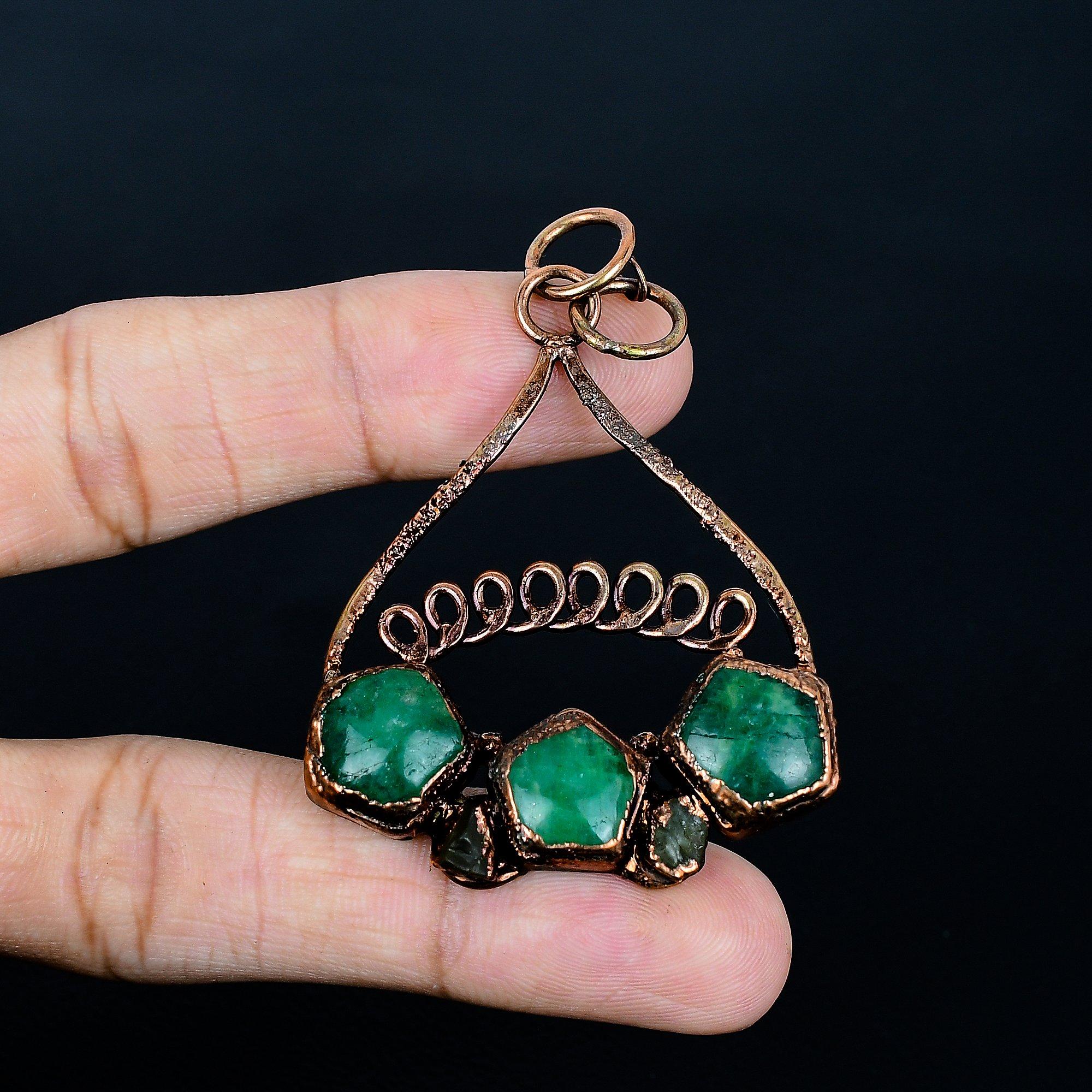

Emerald Pendant, Copper Electroformed Pendant Gemstone Jewelry, Handmade Pendant Amazing Jewelry, Gift For Her 2.55 Inches