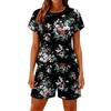 Women's Casual And Comfortable Floral-Print Short-Sleeve Set With Pockets