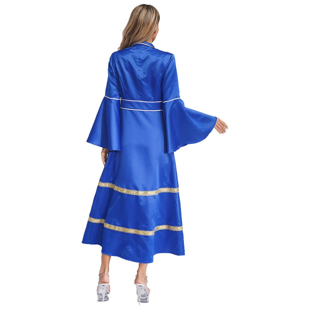 Rochie Clericală de Damă cu Mâneci Lungi și Nasturi, Costum Casacă, Biserică, Pastor, Cosplay, Veșminte Liturgice, Ținută de Pitic