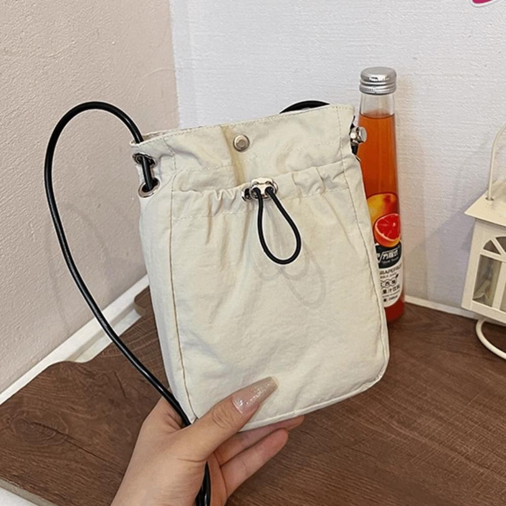 Purse Nylon Shoulder Bag Korean Style Mobile Phone Bag Fashionable Drawstring Canvas Bag  Travel
