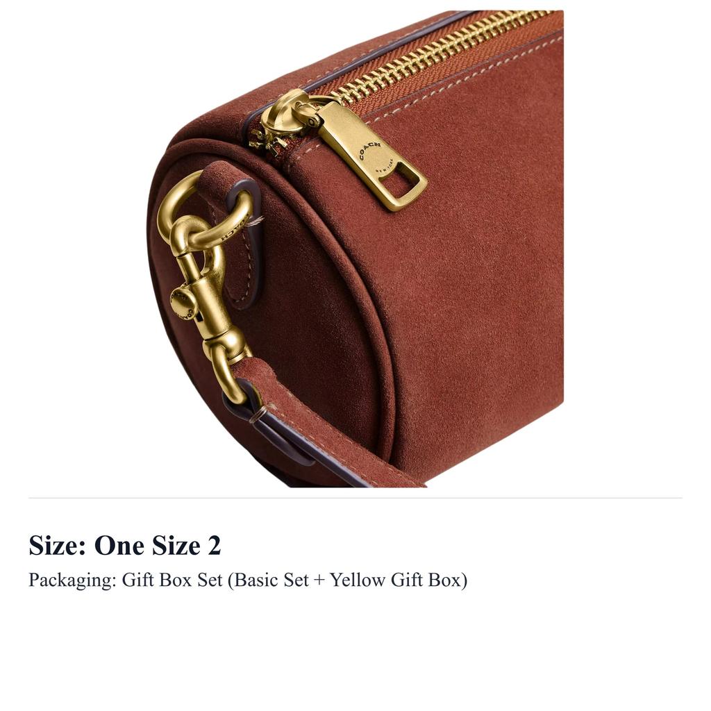 COACH Barrel Suede With Calfskin Cylinder Bag, Shoulder Bag Small Women's Clay CDY81-B4AY