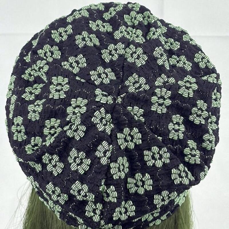 Women s Breathable Floral Beanie Hat Fashion Item black