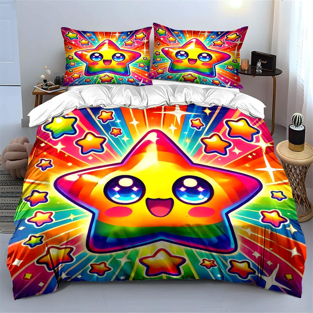 Rainbow Star Decor Gift Set Multiple Sizes Kid'S And Adults' Bedroom Exquisite 3Pc Bedding Set, Gift