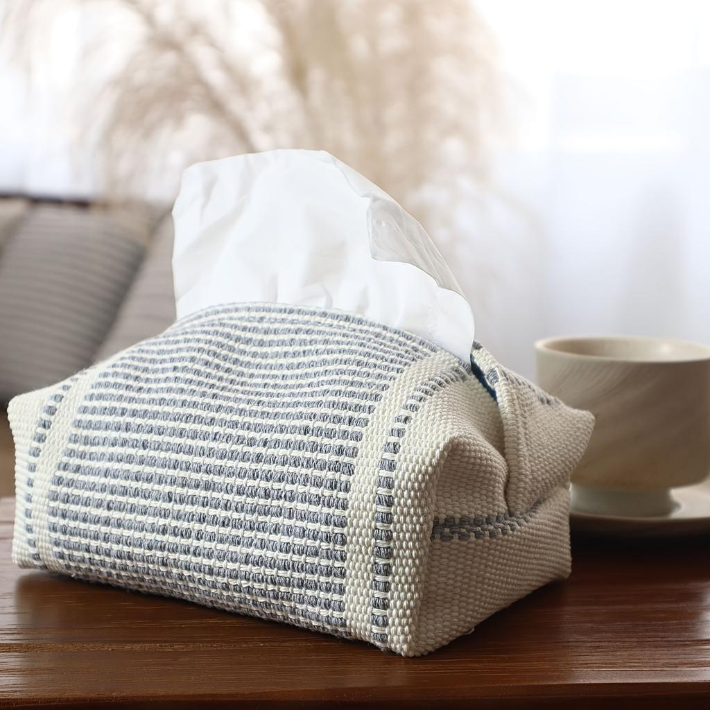 1pc Fashion Farmhouse Style Tissue Box Cover | Woven Style Tissue Box For Living Room, Dining Table, And Car - Modern Art Style