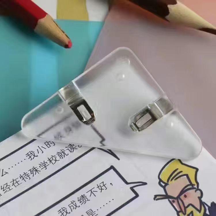 Nordic Creative Transparent Triangle Stationery Clips - Colored Corner Clip for Papers and Bills