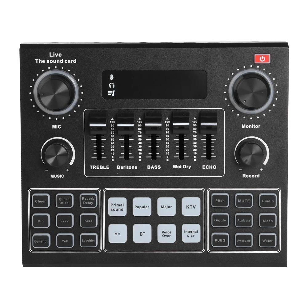 Live Streaming Sound Card with Voice Changer Microphone - Compatible with PC & Mobile Phone, Multiple Sound Effects Optional