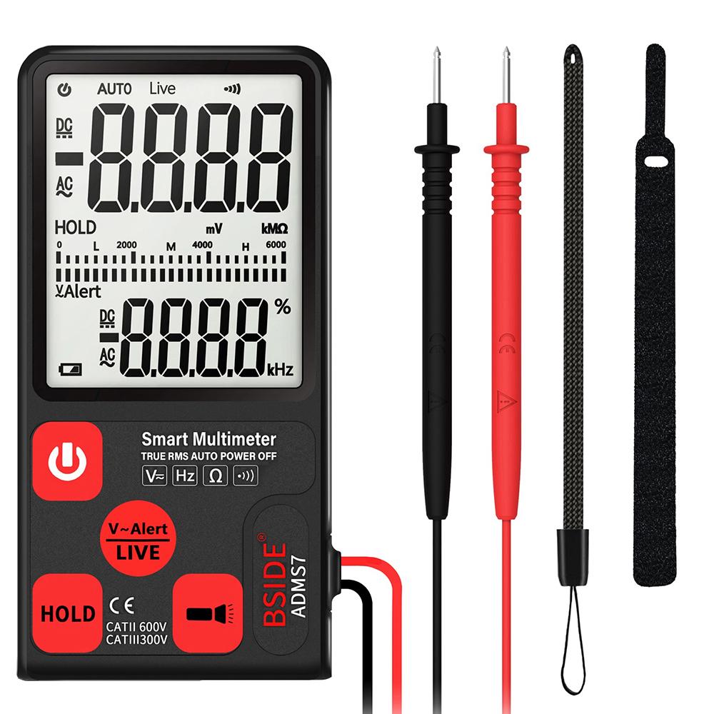 BSIDE ADMS7 Smart Multimeter True RMS Digital Multimeter Measuring AC DC Voltage Resistance Frequency with LCD Display