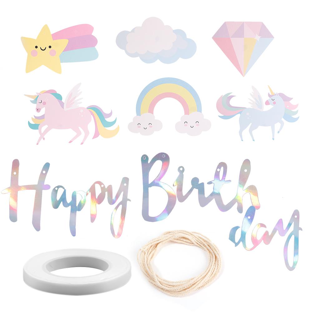 Unicorn Colorful Birthday Pull Banner