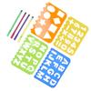 Drawing Stencil Kit Children Number Letter Shape Drawing Template Ruler Pen White Paper Set