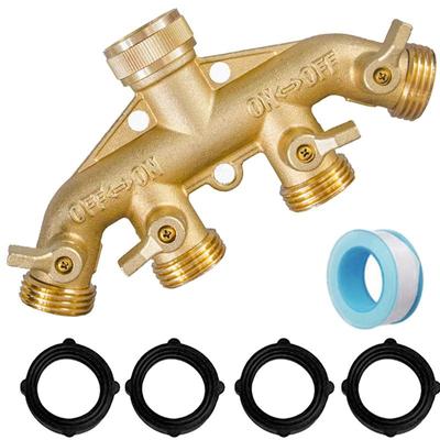 Deviatore per tubo da giardino in ottone Raccordo per tubo in ottone massiccio 3/4 "Raccordo per tubo flessibile 4 valvole Raccordo per tubo da giardino americano Deviatore