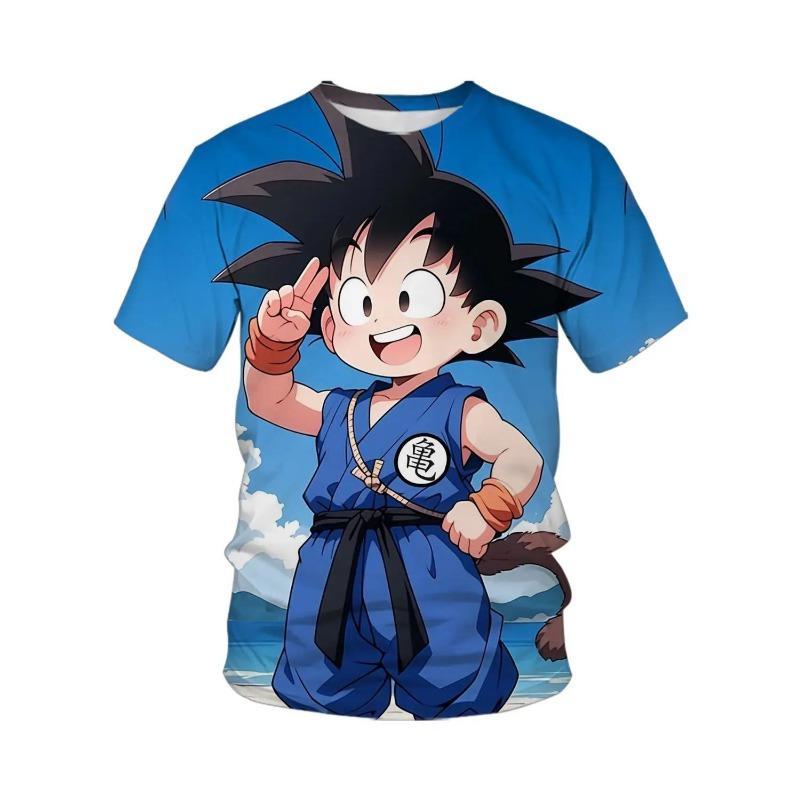 2026 Summer Dragon Ball T-shirt Children's T-shirt Anime Character Sun Wukong Super Saiya T-shirt Children's Short Sleeve