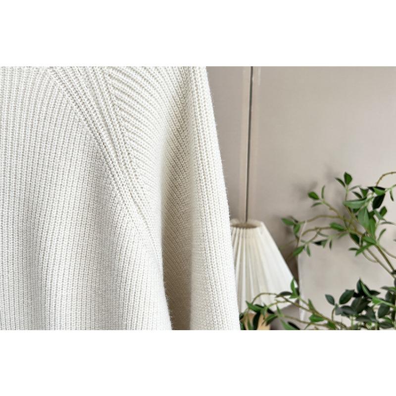 Plus Size Women Thick Hollow Out Mid Length Long Sleeve Pullover Sweater
