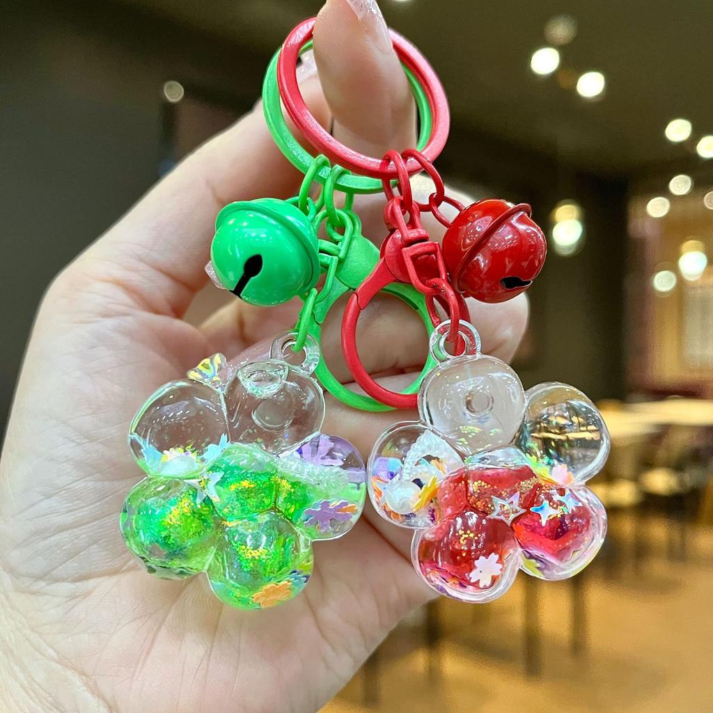 Cute Cartoon Cherry Blossom Quicksand Keychain Mini Oil Drop Pendant Creative Gift For Students And Children