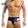 Men Swimming Trunks Elastic Soft Quick Dry Breathable Slim Fit Color Matching Mid Waist Bathing Briefs Surfing Water Sports Swimming Shorts