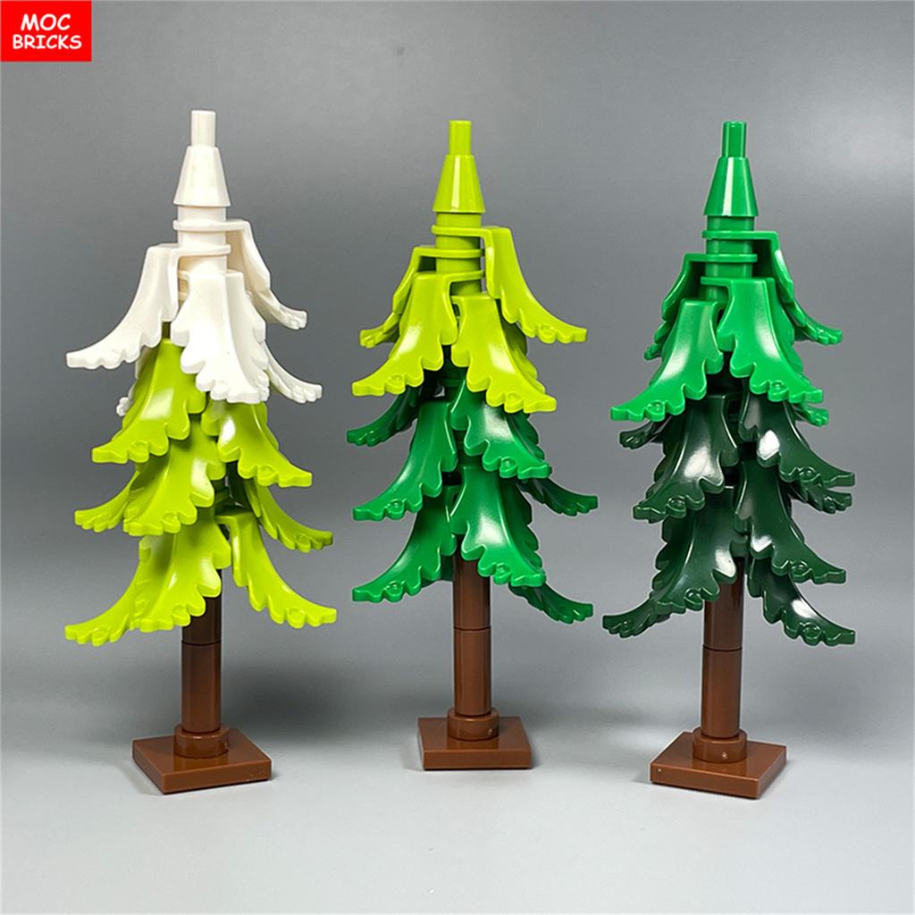 MOC Bricks Plant Winter Tree Model Forest Bush Pine Building Block City Street House Cottage Scene Decoration Kid Toy Gift