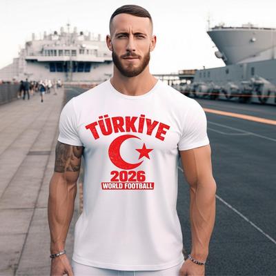 Turchia 2026 Maglietta Personalizzata per Fan di Calcio Mondiale, Maglietta Turchia con Scritta Personalizzata sul Retro, T-shirt Personalizzata con Nome e Numero, Idea Regalo Souvenir Nazionale di Calcio